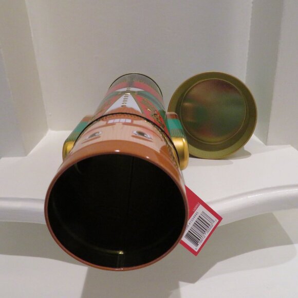 Christmas Green Nutcracker Tin Can Silver Crane Co Keepsake Gift Empty Container - Picture 8 of 14